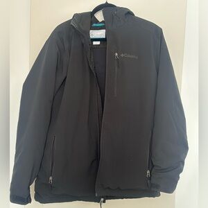 Columbia Men’s Winter Jacket Black Hooded Full Zip Coat Size Medium